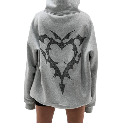 RHINESTONE HOODIE (GREY)