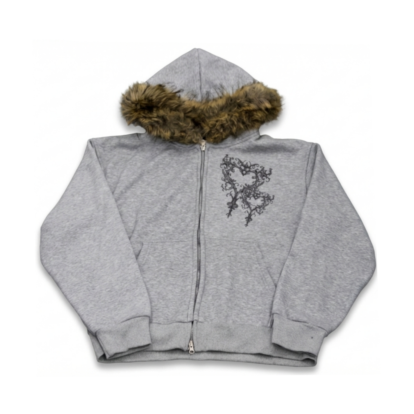 HOODED FUR ZIP UP