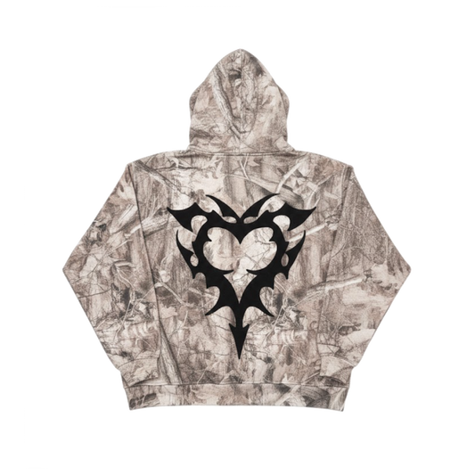 CAMO PUFF HEART HOODIE